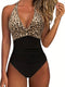 Noa | Sexy luipaardprint badpak met criss-cross halternek