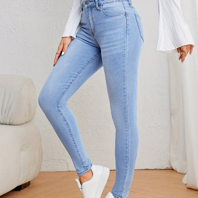 Roos | Lichtblauwe hoge taille skinny jeans