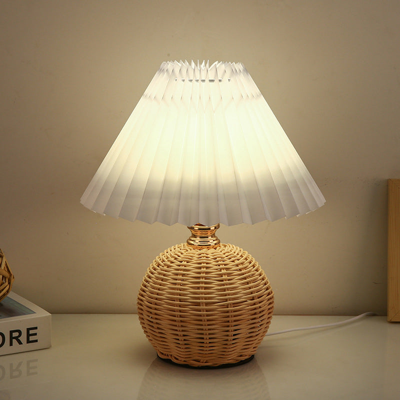 Aurevynn - Rattan Fabric Conic LED Table Lamp