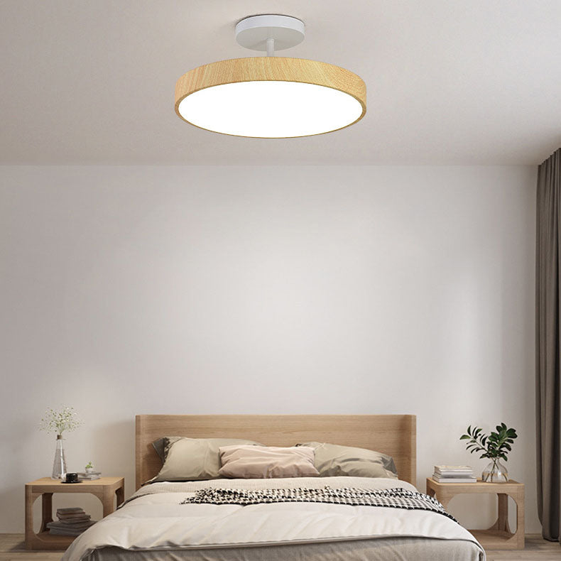 Zenoria – Japanese Wood Round LED Semi Flush Ceiling Light