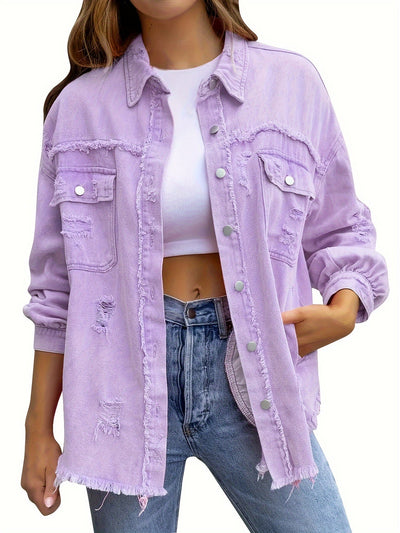 Chloe | Chique distressed denim jas voor dames