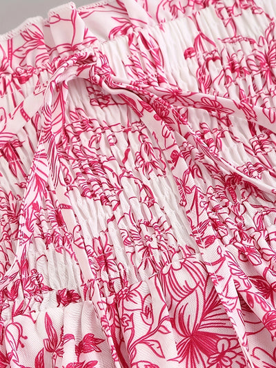 Fleurige hoge taille gelaagde rok