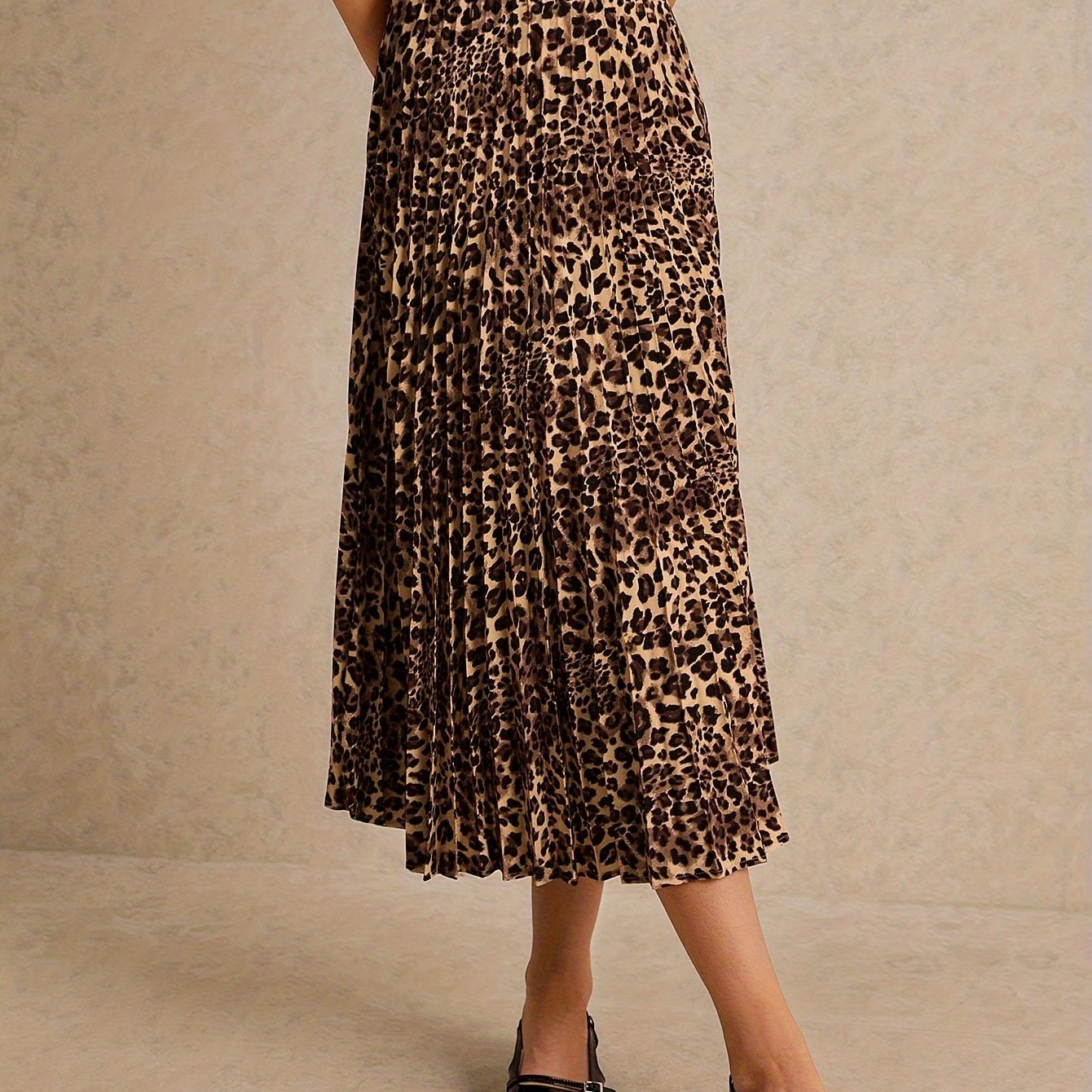 Nina | Elegante geplooide luipaardprint rok
