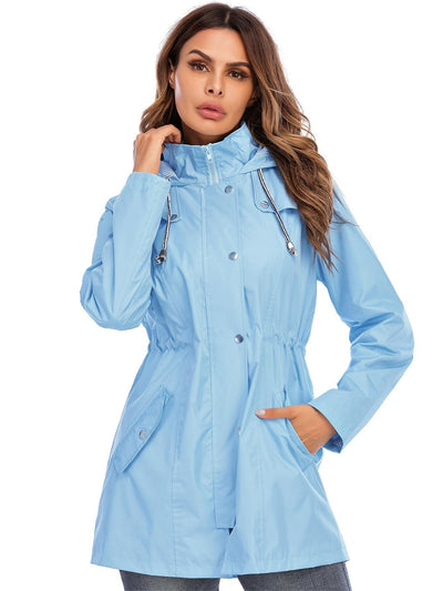 Sophie | Halflange regenjas met capuchon en rits