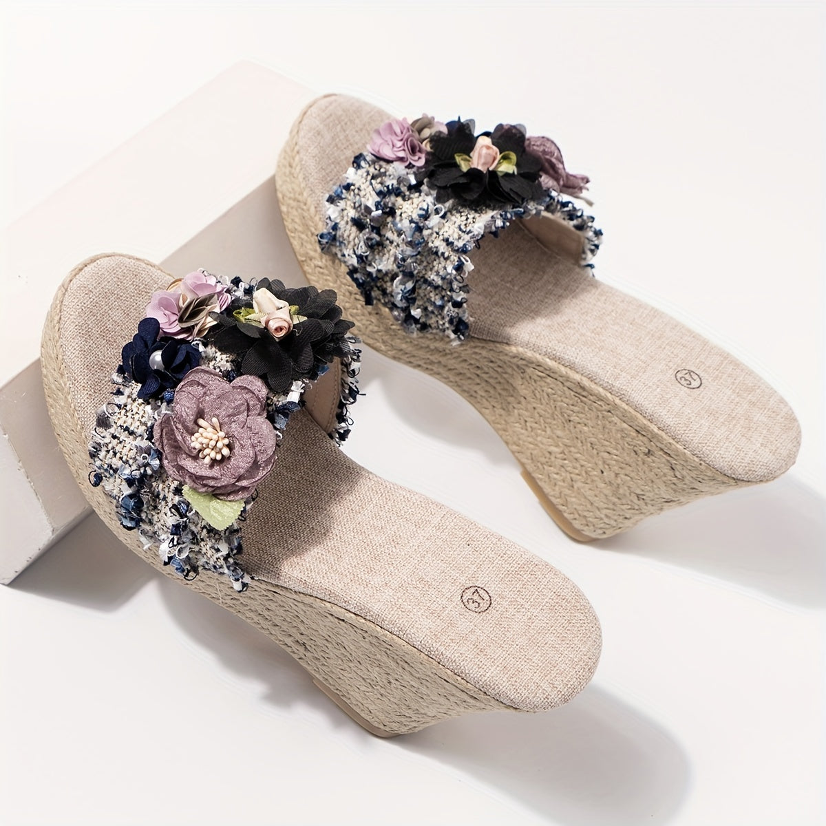 Luna | Women's floral espadrilles with wedge heel