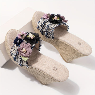 Luna | Women's floral espadrilles with wedge heel