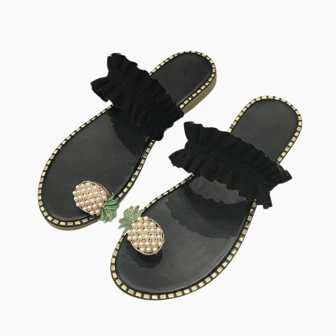 Livia - sandals with ruffles and pineapple details