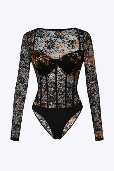 Lisette - Sultry Sheer Corset-Style Women's Bodysuit