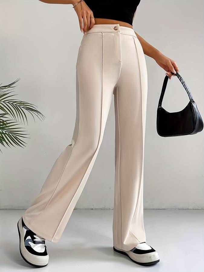 Lotte | Beige pantalon met hoge taille