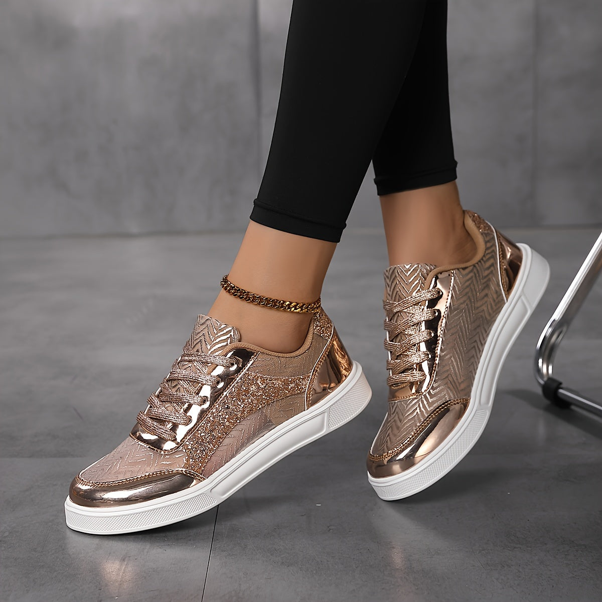 Fenna | Glitter sneakers met veters en comfortabele zool