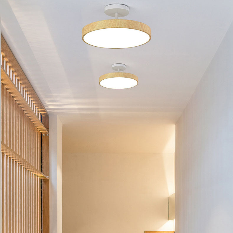 Zenoria – Japanese Wood Round LED Semi Flush Ceiling Light