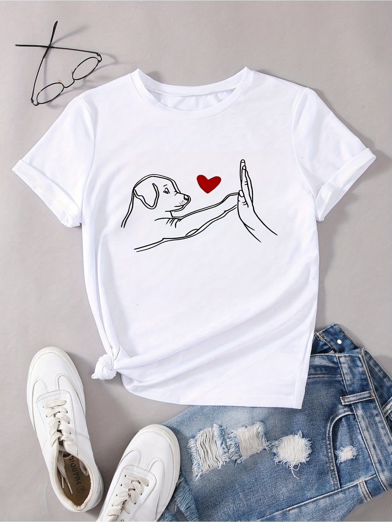 Lotte | Casual dames T-shirt met hondprint
