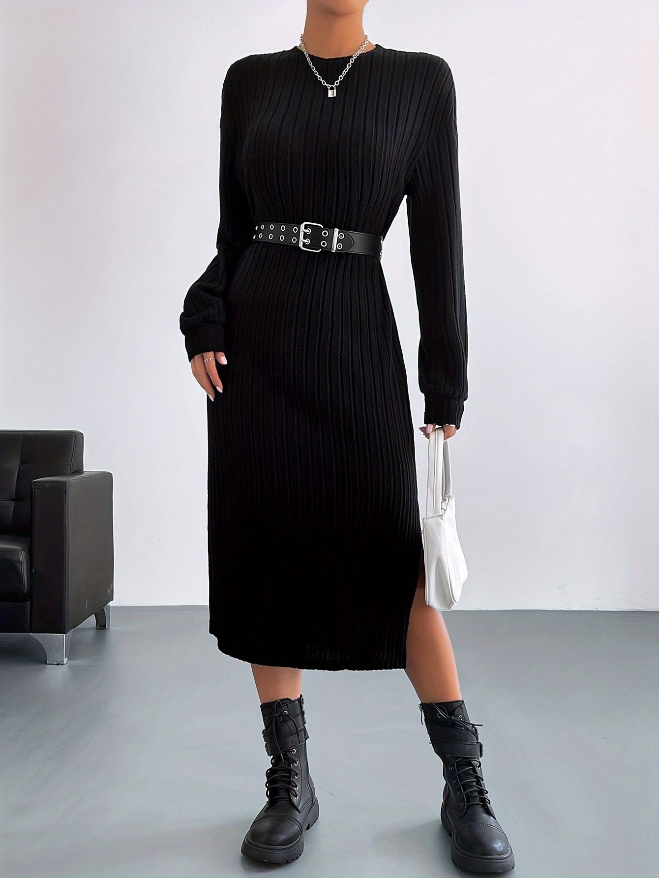 Elise | Elegante t-shirt jurk met asymmetrische zoom