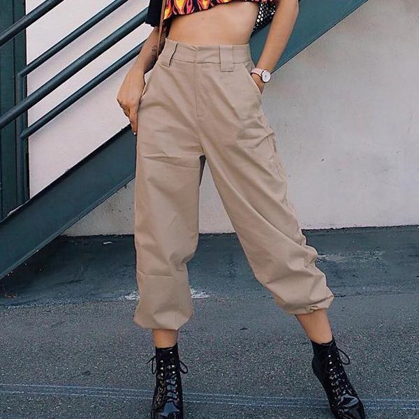 Monica - High-waisted harem pants with chain strap