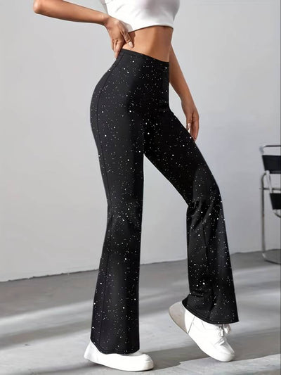 Eva | Flared trousers in glitter fabric