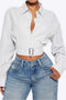 Enid - Stylish Metallic Feminine Long Sleeve Shirt with Belt