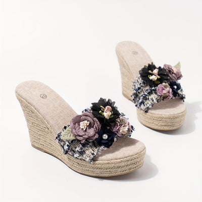 Luna | Women's floral espadrilles with wedge heel