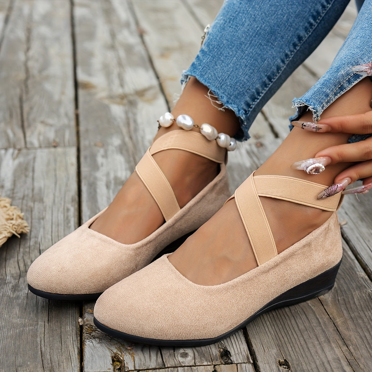 Luna | Plain women's ballet flats in breathable velvet