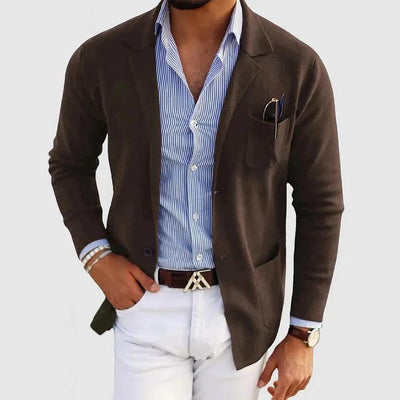 Elegant herenvest met zakken en reverskraag, effen kleur, lange mouwen
