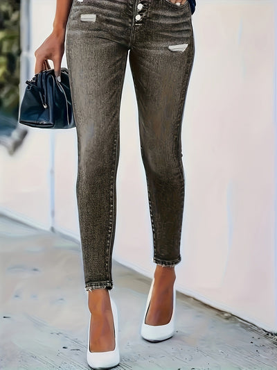 Nina | Modieuze & veelzijdige skinny jeans met hoge taille in klassiek blauw