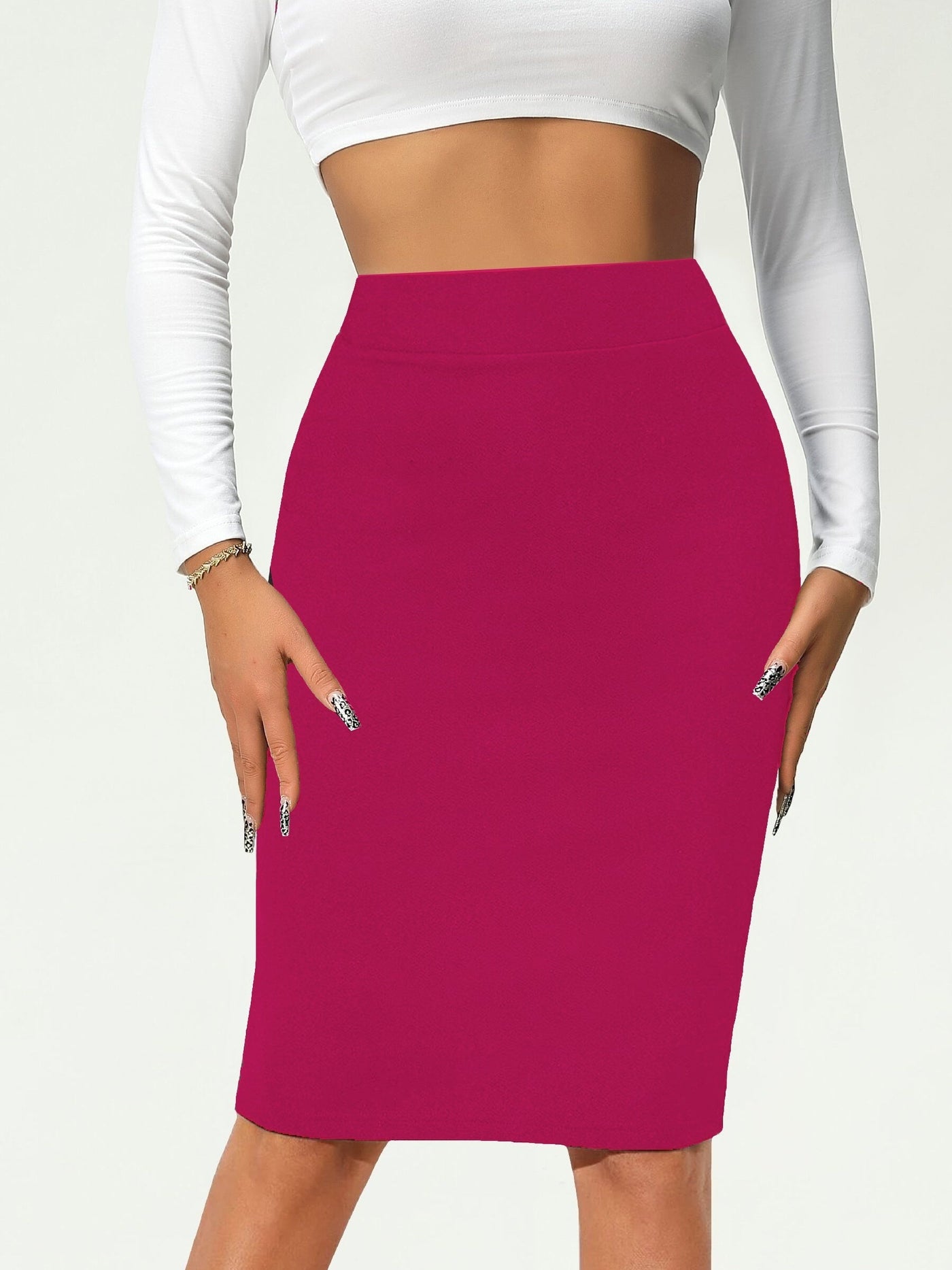 Emma | Plain high-waisted pencil skirt