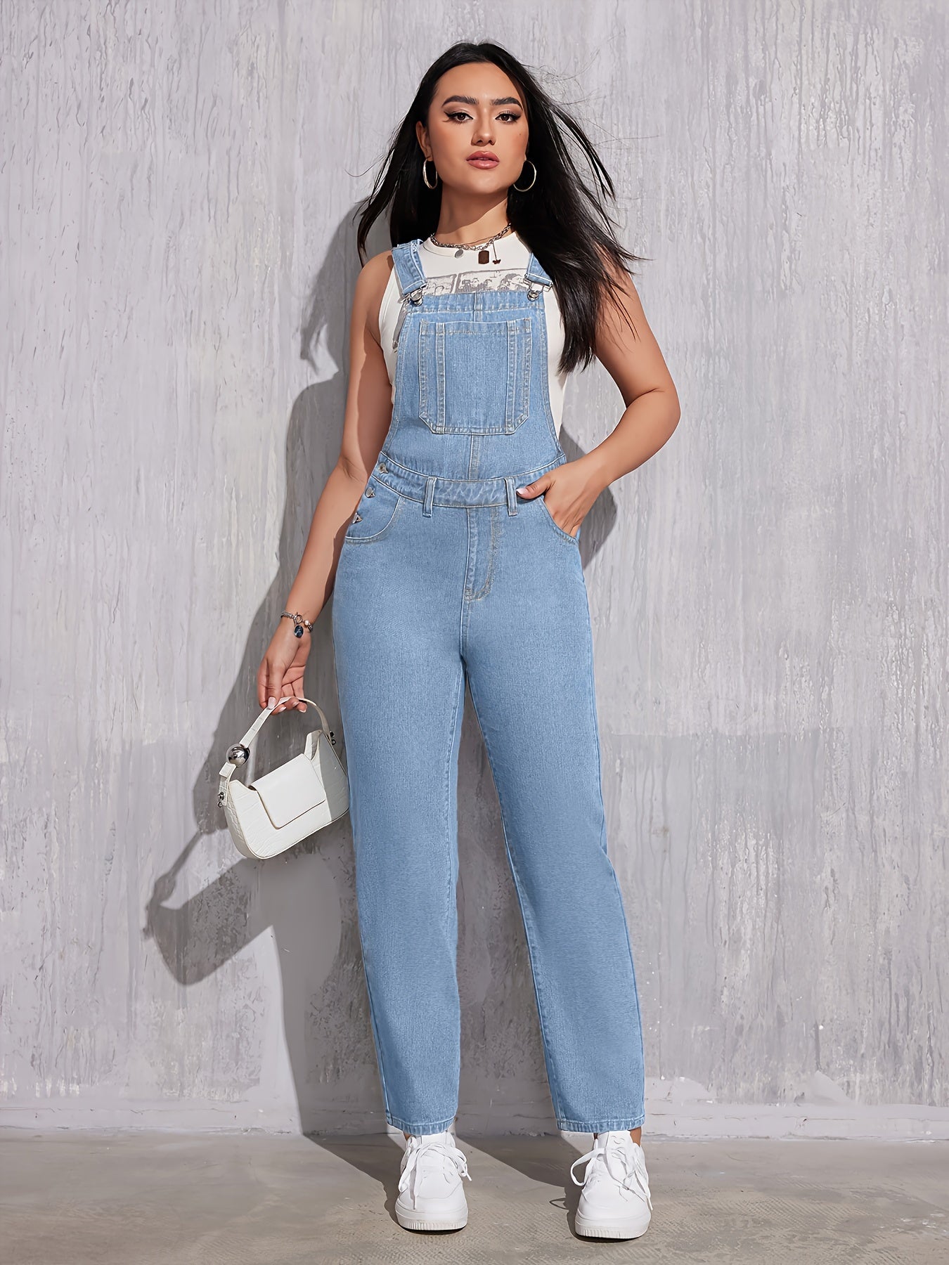 Evelien | Plain light blue denim overalls