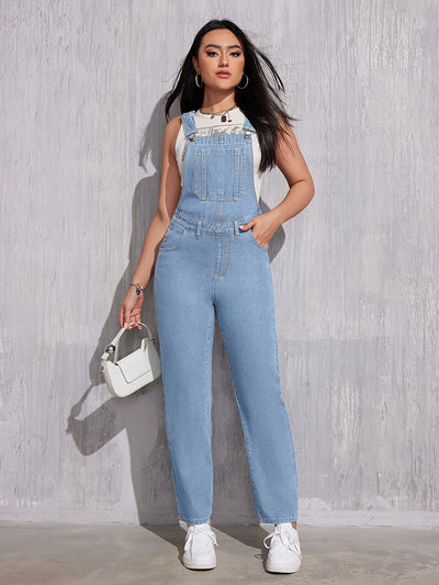 Evelien | Plain light blue denim overalls