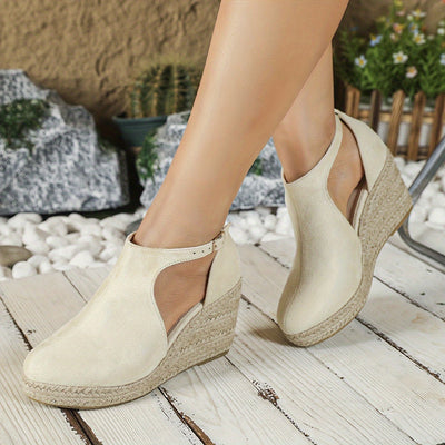 Elena | Elegant women's espadrille wedge heels with buckle closure