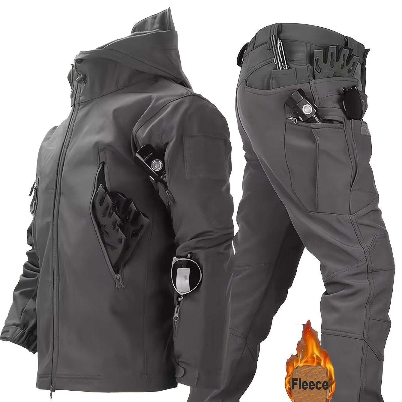 Jasper | Shark skin softshell suit with hooded jacket and pants