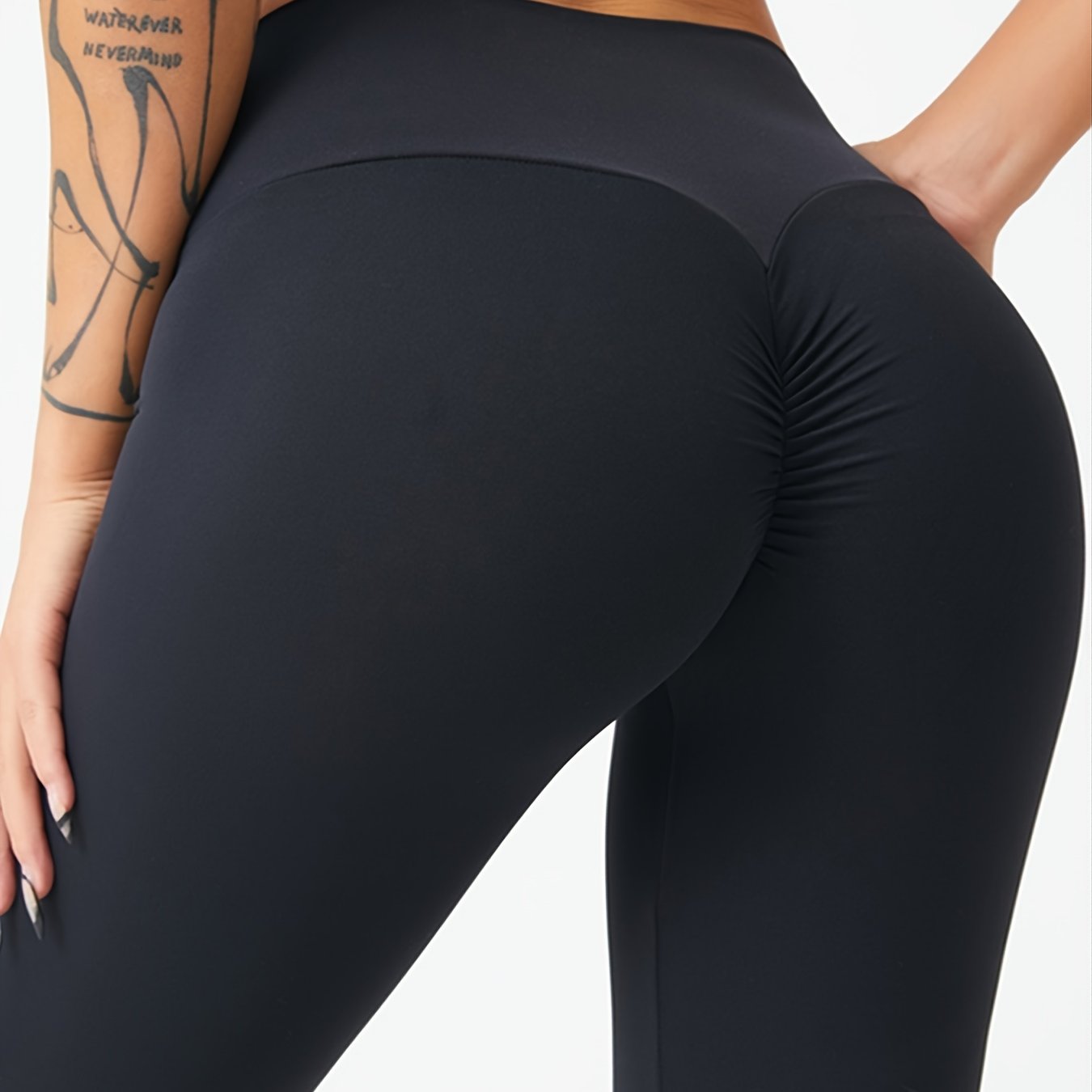 Nina | Zwarte scrunchy yoga legging met hoge taille