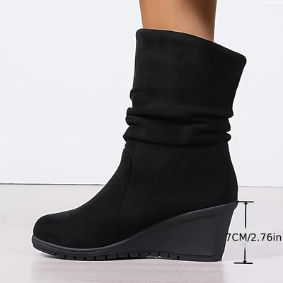 Amber | Comfortabele wedge laarzen in effen kleur