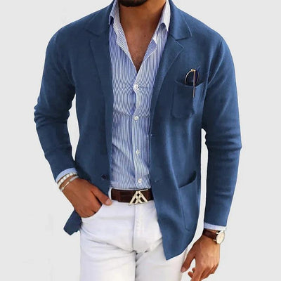 Elegant herenvest met zakken en reverskraag, effen kleur, lange mouwen