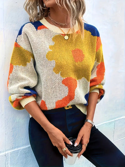 Juliette - Knitted Sweater with Floral Pattern | Artistic Style and Comfort
