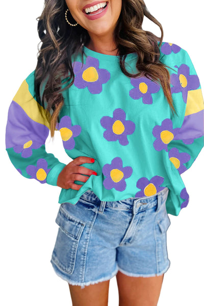 Elora - Sky Blue Flower Top