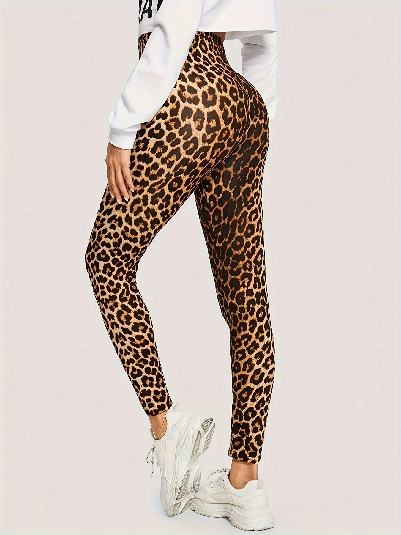 Nina | Luipaardprint skinny leggings met hoge taille