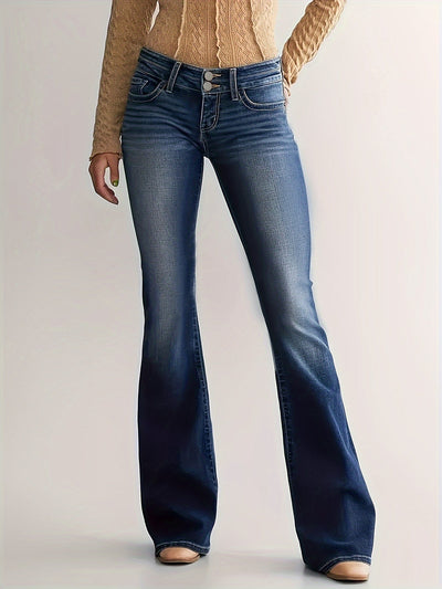 Sophie | Casual flared denim broek met dubbele knoopsluiting