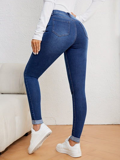 Sophie | Olijfgroene dames slim fit jeans met hoge taille