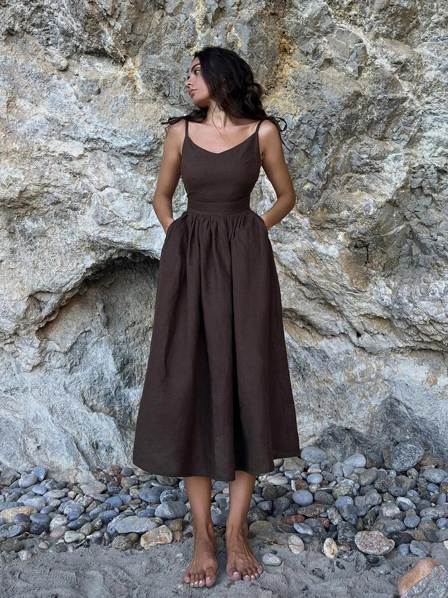 Desirae - casual strandjurk met open rug