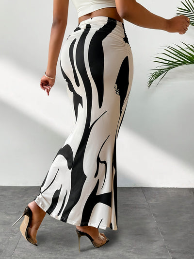 Nina | Elegante hoge taille bodycon rok met willekeurige print