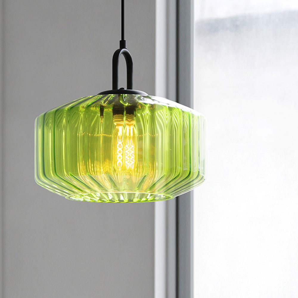 Minda - Mid Century Striped Glass Pendant Light