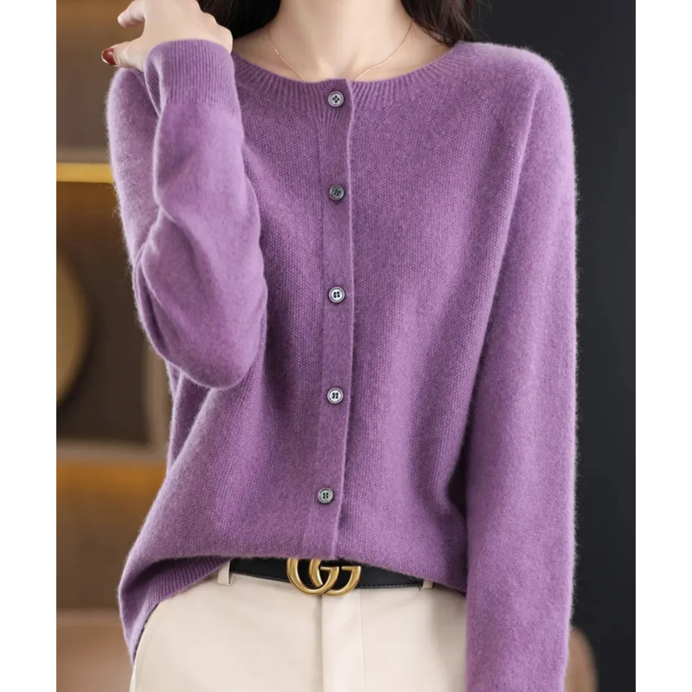 Knitted Cardigan with Buttons – Soft V-Neck Sweater