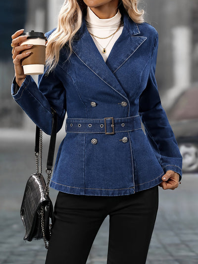 Elise | Adjustable denim jacket in dark washed blue