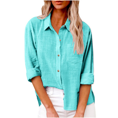 Elvira - Casual blouse met lange mouwen - Ademend katoen - Vrouwelijke pasvorm