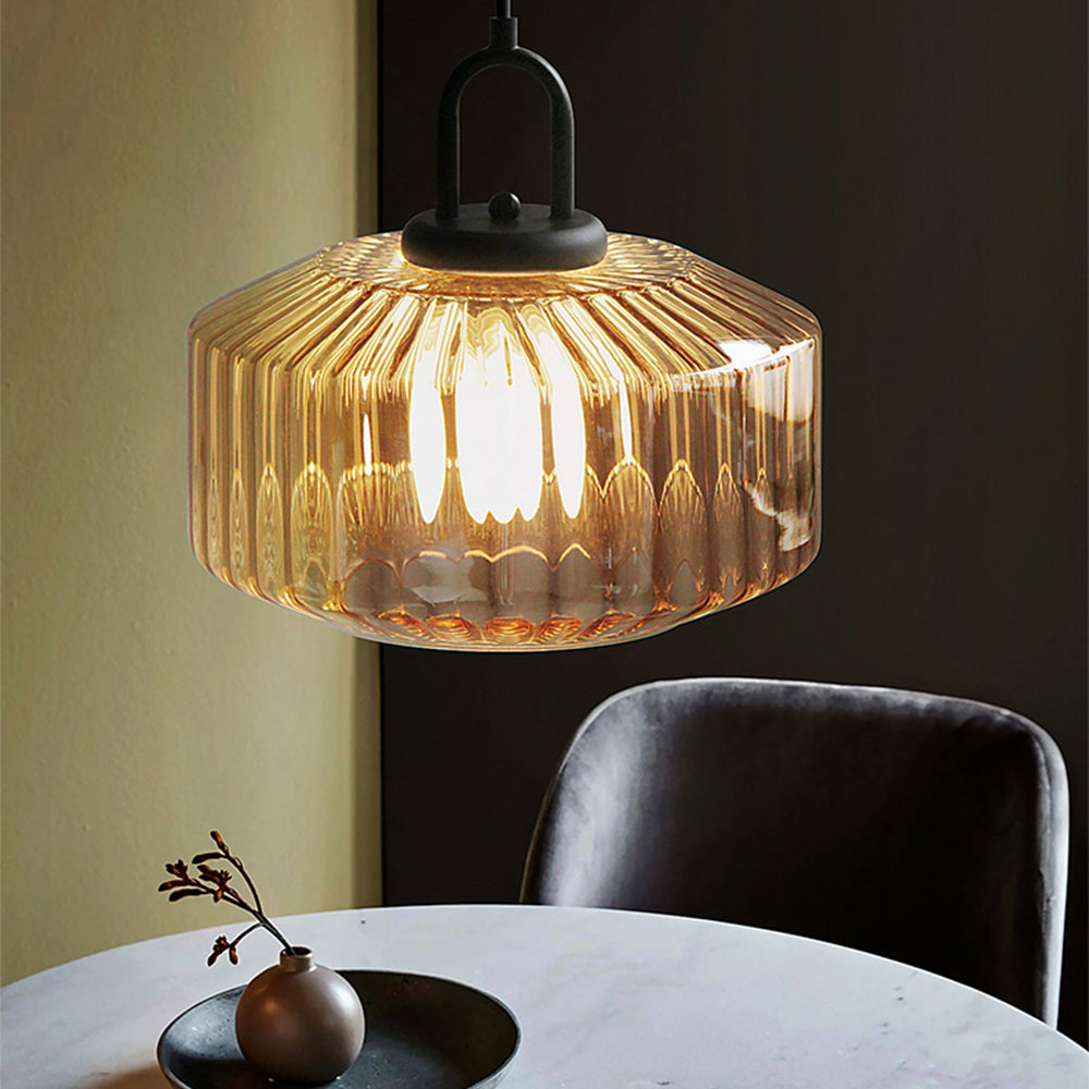 Minda - Mid Century Striped Glass Pendant Light