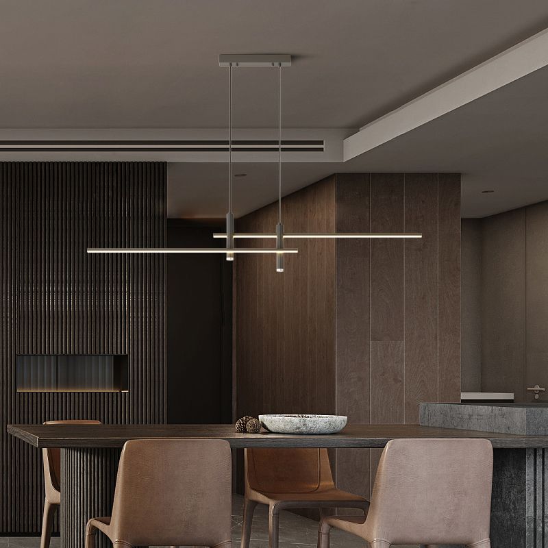 Edgari - Black Gold Linear Pendant Light Dimmable LED 35.4 Inch