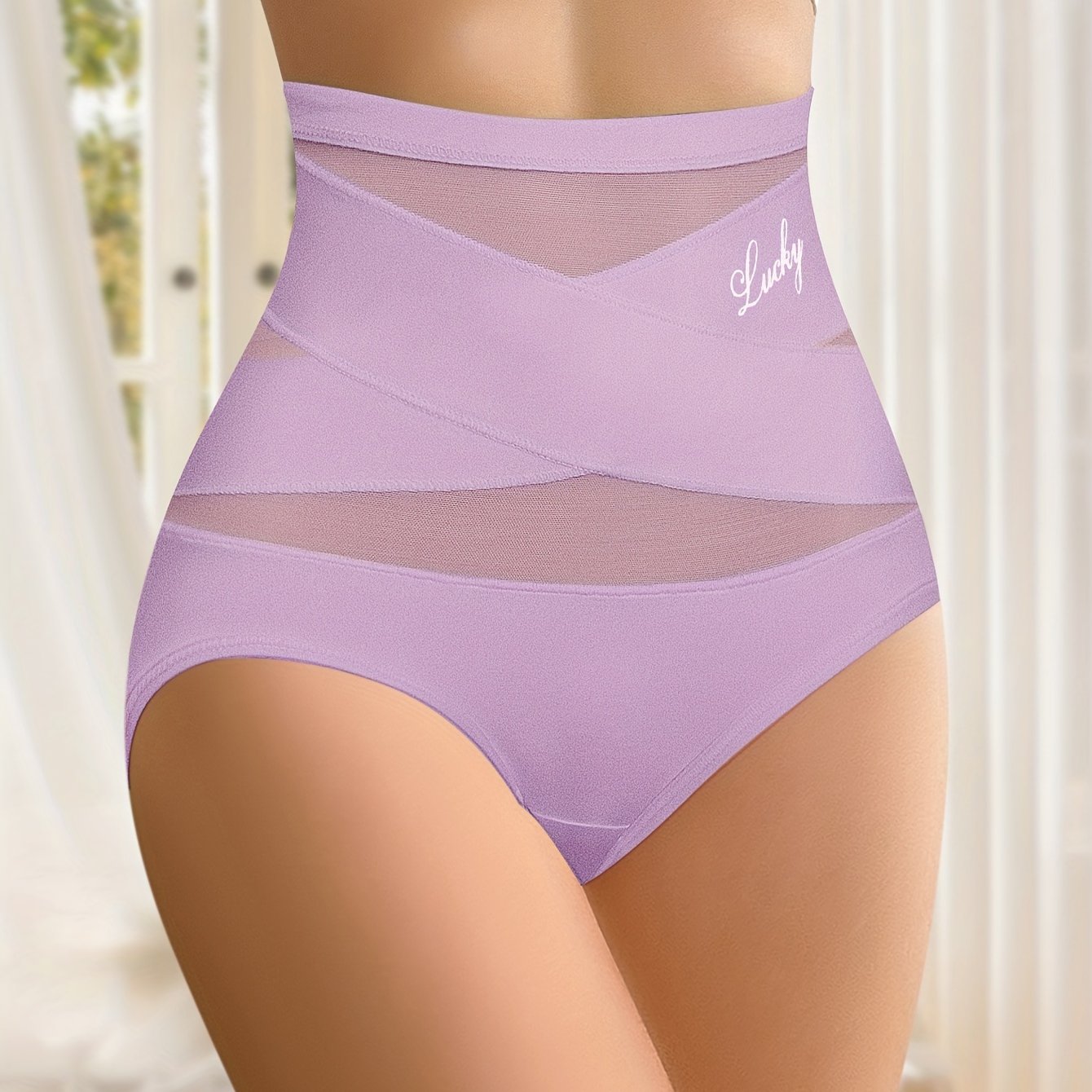 Emma | Seamless high-waisted mesh briefs with tummy control and butt-lifting compression