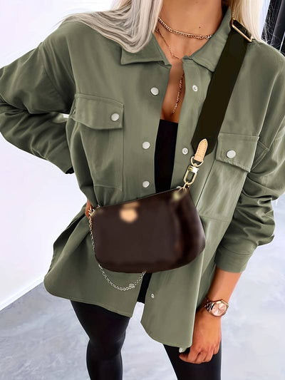 Lisette | Army green loose-fitting blouse