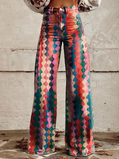 Kara - Retro Printed Pants for Women