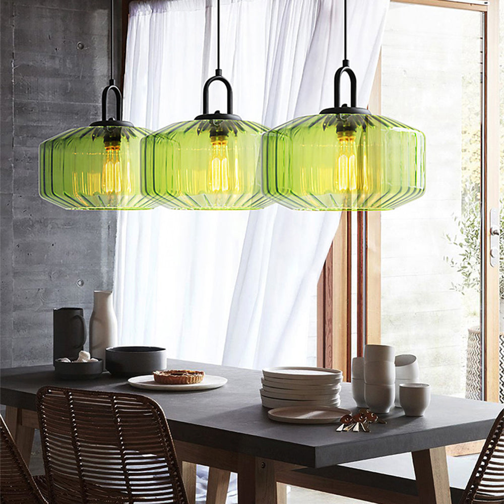 Minda - Mid Century Striped Glass Pendant Light