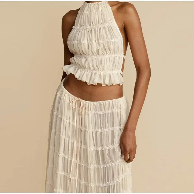 Fidelia - Sexy Halter Top &amp; Skirt Set